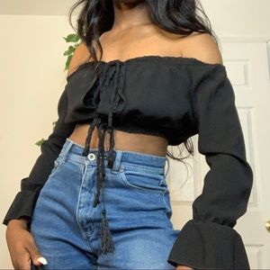 Black off the shoulder top